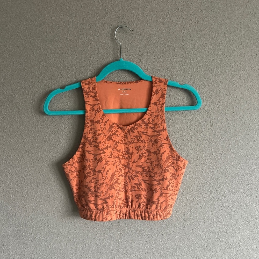 REI Co-op Orange Pattern Longline Sports Bra Medium - Picture 1 of 8